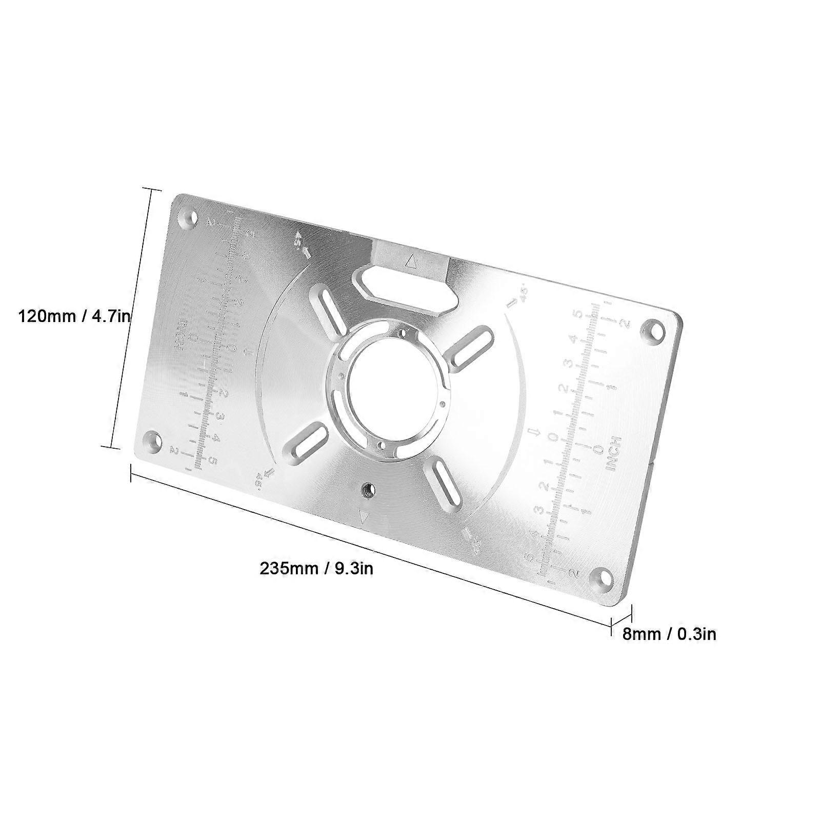 Router Table Insert Plate Aluminum Trimming Machine Engraving Flip Board with 4 Rings for Woodworking