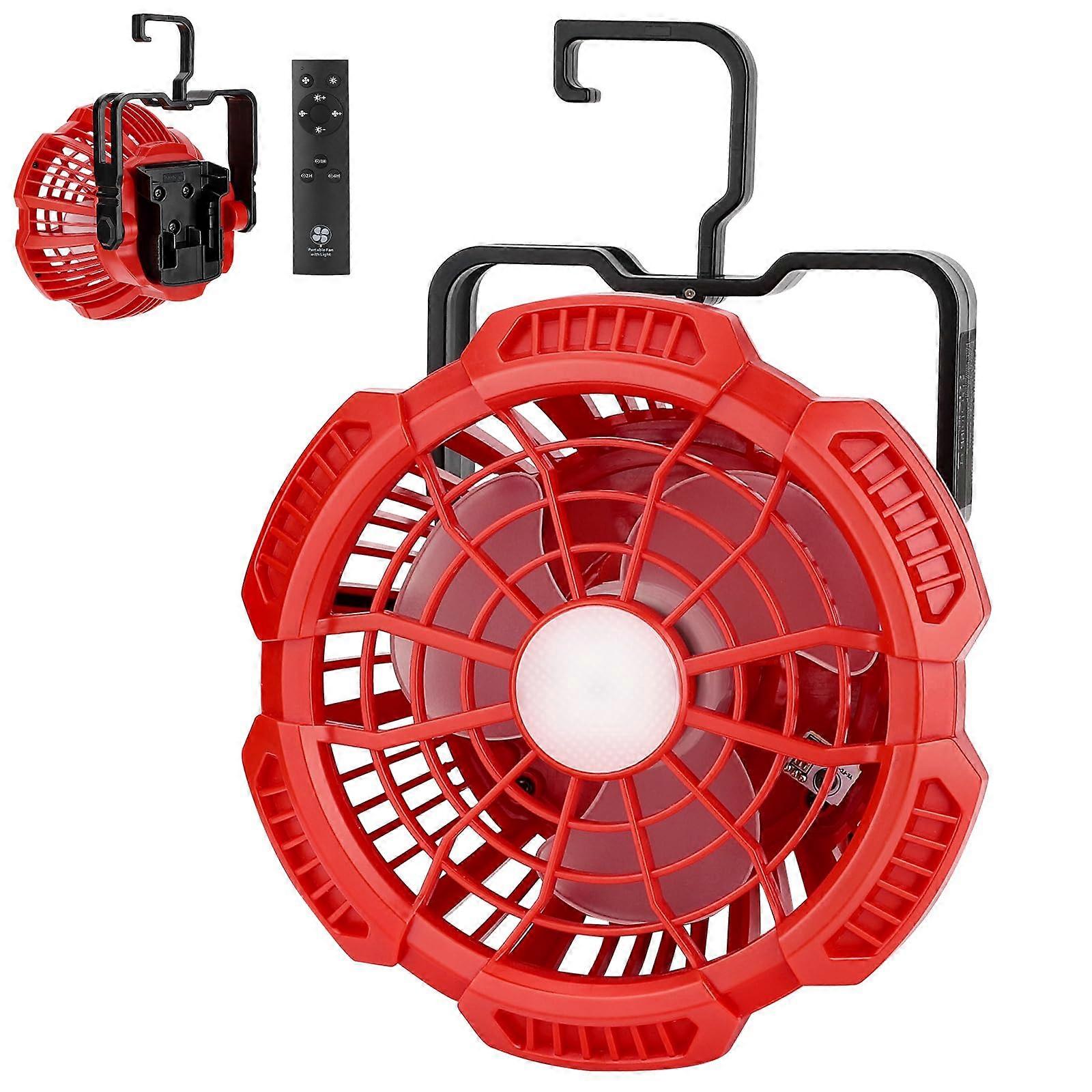 Battery Operated 7" Camping Cordless Fan with USB Light,, Port, 3 Speed for Camping Garage