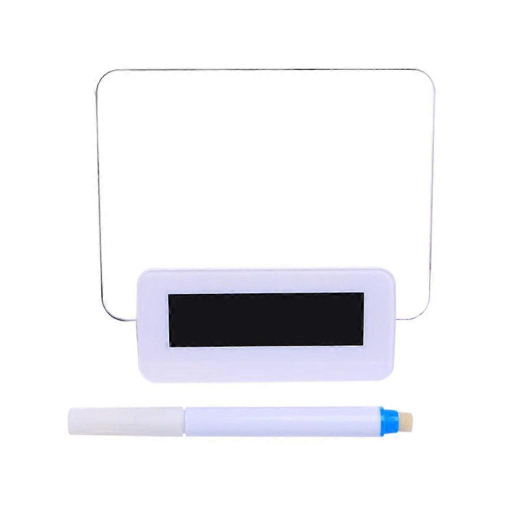 LED Light Digital Clock Alarm Fluorescent Message Board Calendar Thermometer New  White