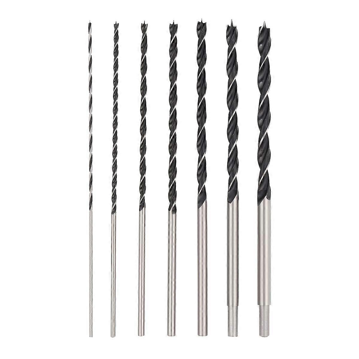 Extra Long Brad Point Drill Bit Set - 300mm Steel Carbon Wood Drill Bit Set for Multiple Materials, 7Pcs