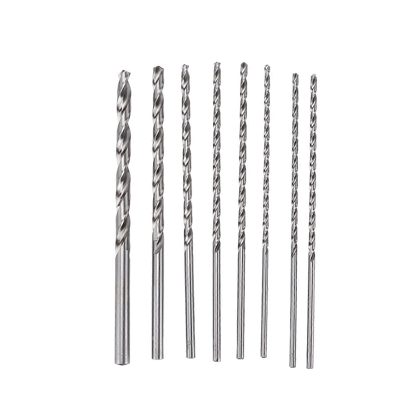 Premium 8-Piece Rotary Tool Kit with 200mm HSS Twist Drill Bits, 4mm to 10mm Sizes for Metal and Wood Applications