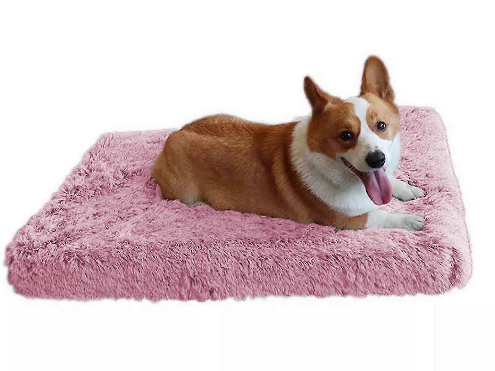 75x50cmぬいぐるみペットベッドソフト滑り止め犬用ベッド猫スリーピングマットカーミングベッドピンク