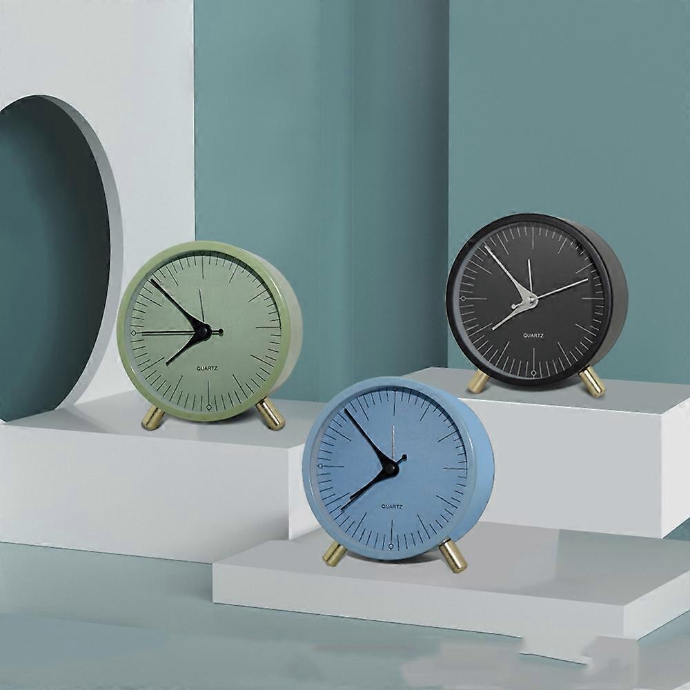 Metal Quartz Alarm Clock Simple Silent Desktop Round Pointer Living Room Clock