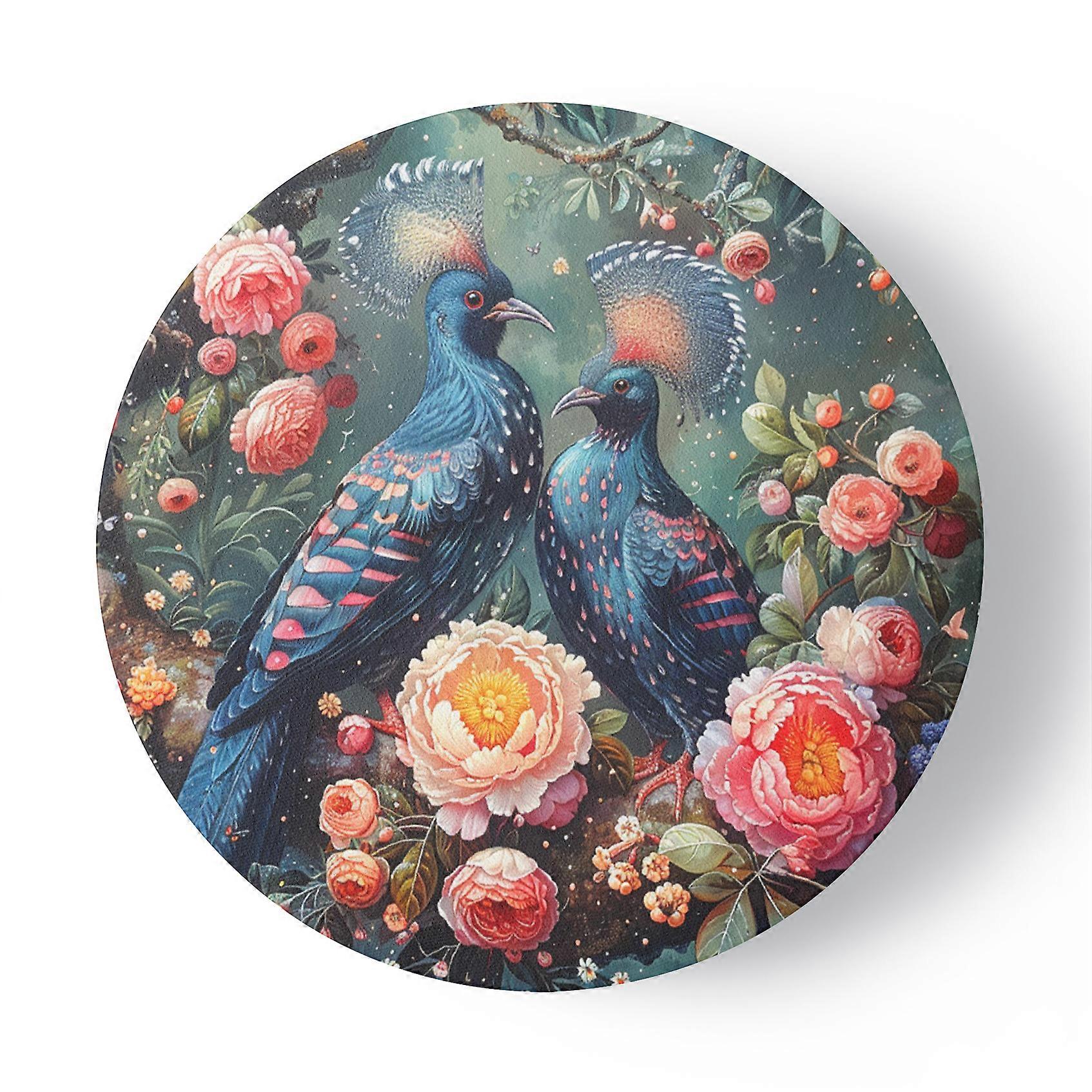 Impression sur toile, Oiseaux Fleurs Animaux - 40x40