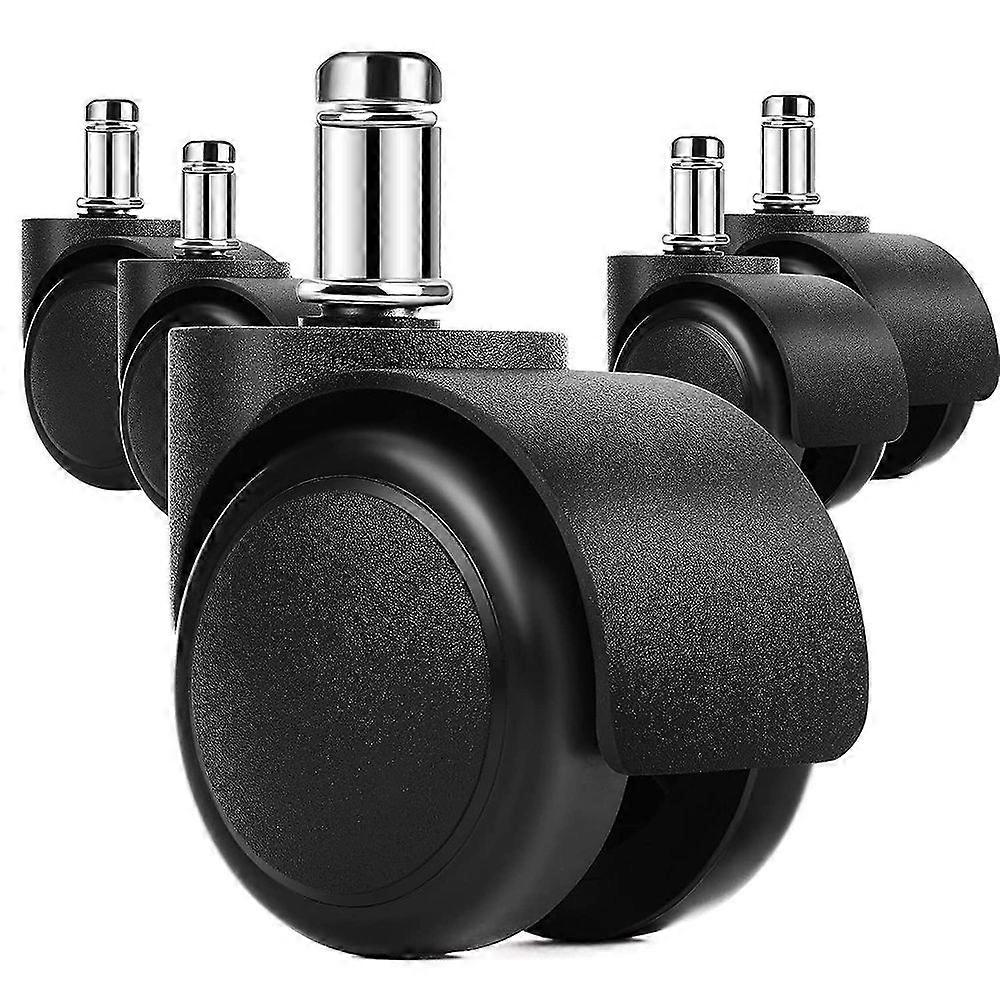 HJyang 2-calowe kółka do krzeseł biurowych Heavy Duty Replacement, wyciszone gumowe obrotowe kółka do krzesła biurkowego, bezpieczne dla wszystkich podłóg, w tym z twardego drewna NFK