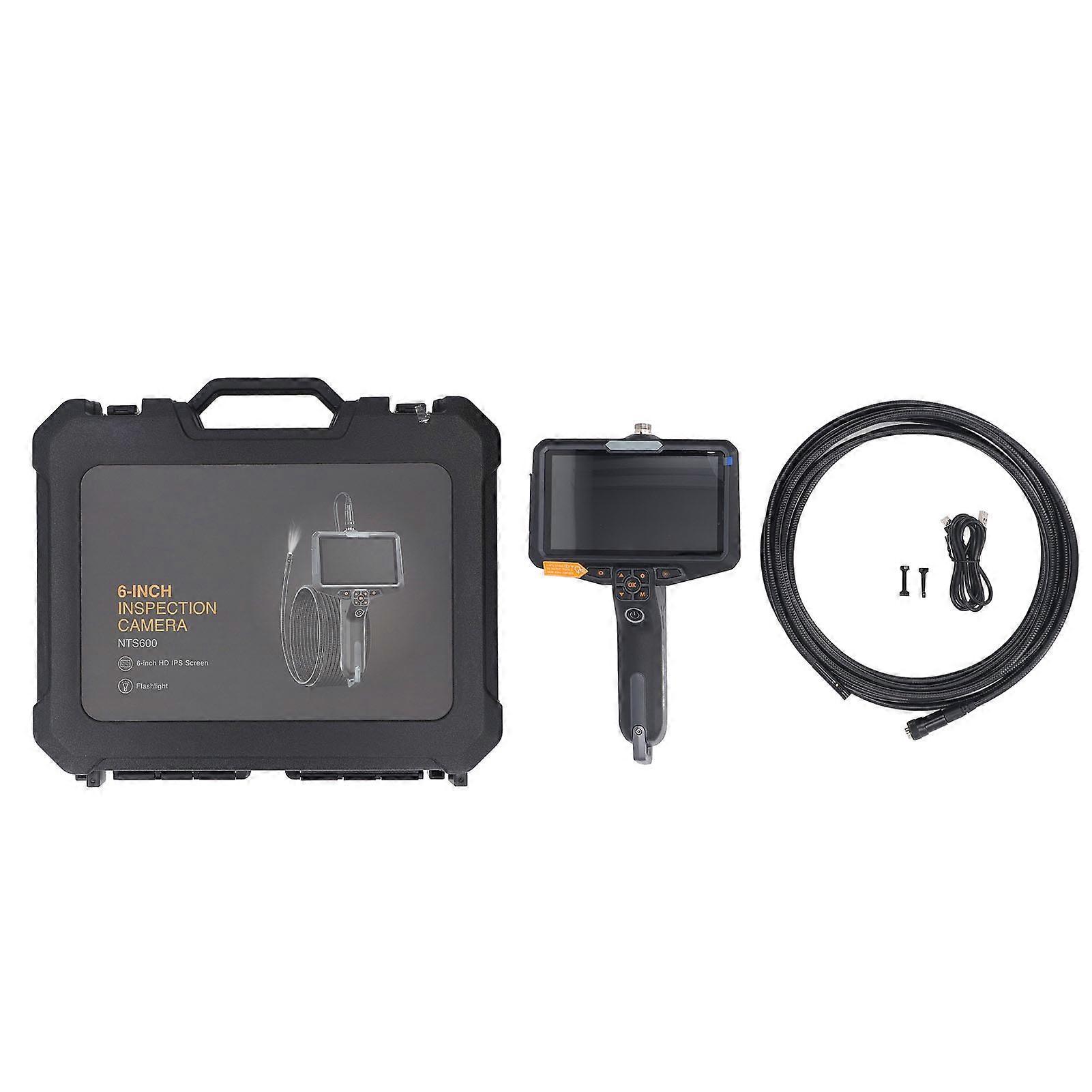 Inspeção Lente tripla 6 polegadas tela dividida IP67 à prova d'água 16,4 pés cabo endoscópio câmera com luz LED