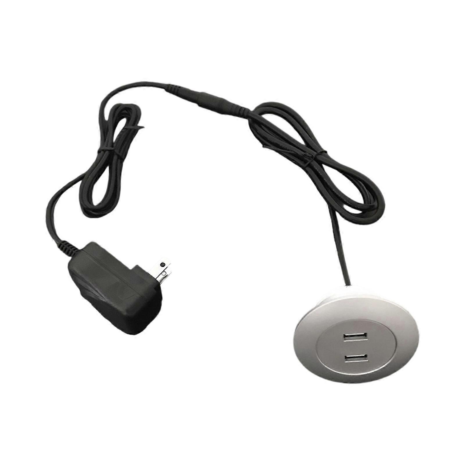 Double USB Charging Interface Furniture Sofa Concealed USB Panel Desktop Embedded Double USB Socket for Laptop Charging  Silver