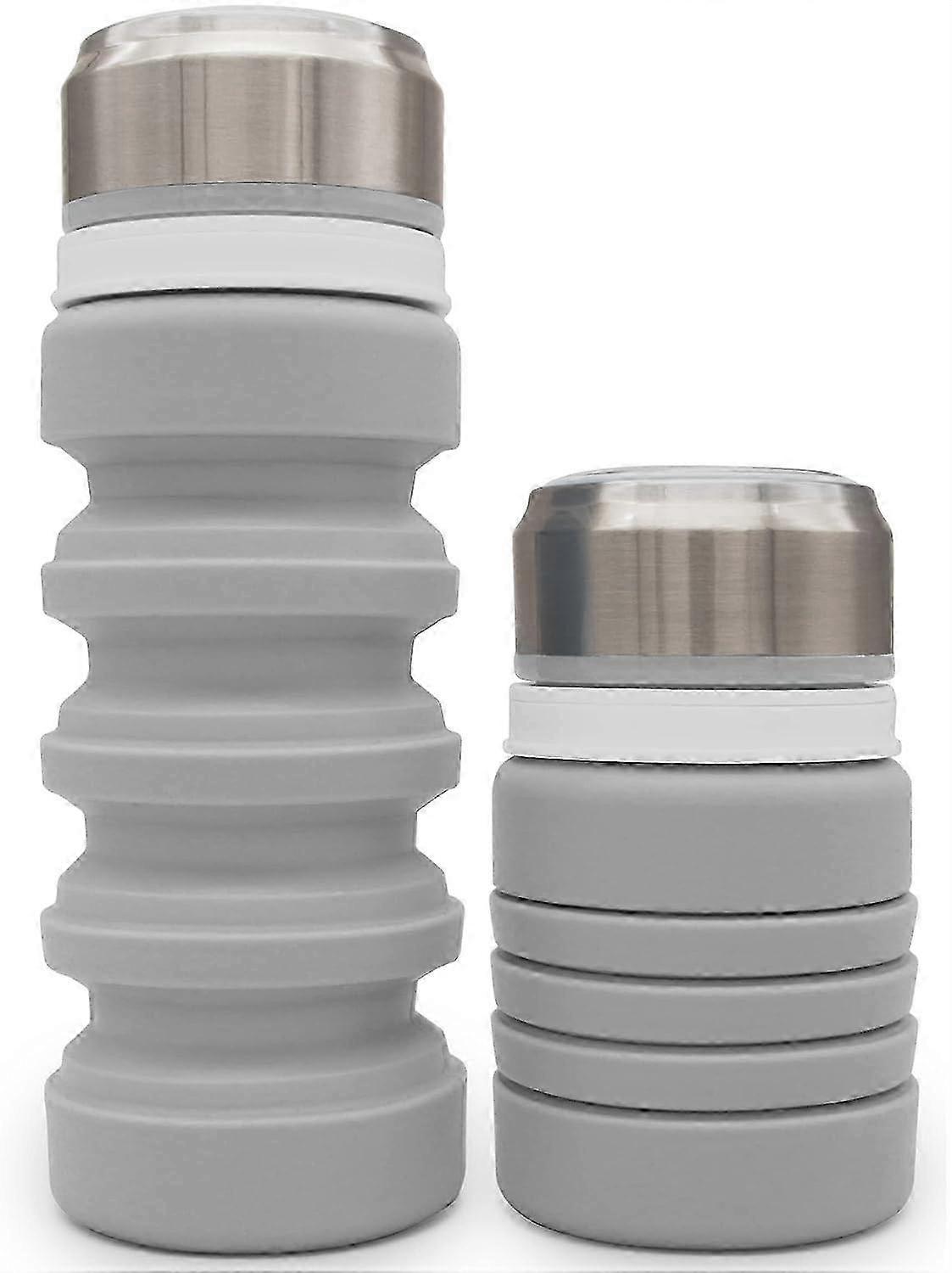 Collapsible Travel Mug with 500ml Capacity Reusable Water Bottle in Grey