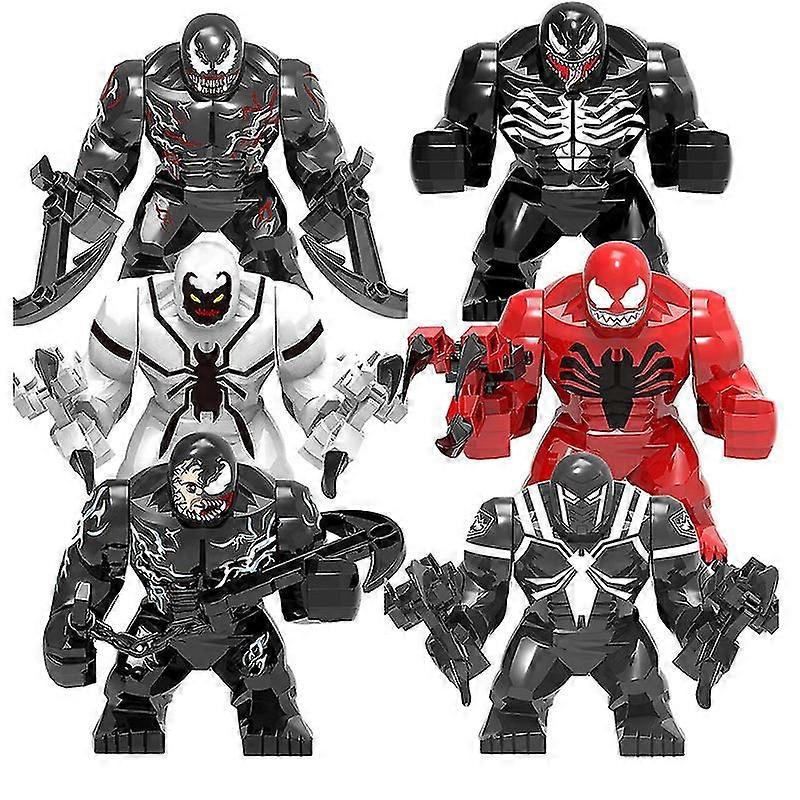 6Pcs Venom Big Minifigures Building Blocks Toys Set Action Figures FY