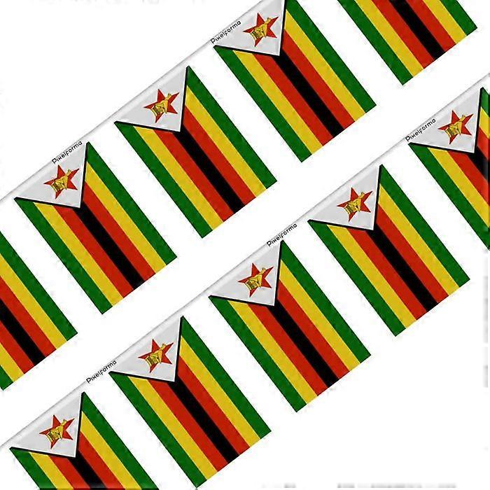 Garland – Flag of Zimbabwe – 14 x 21 cm – Polyester – To hang – 20 pieces