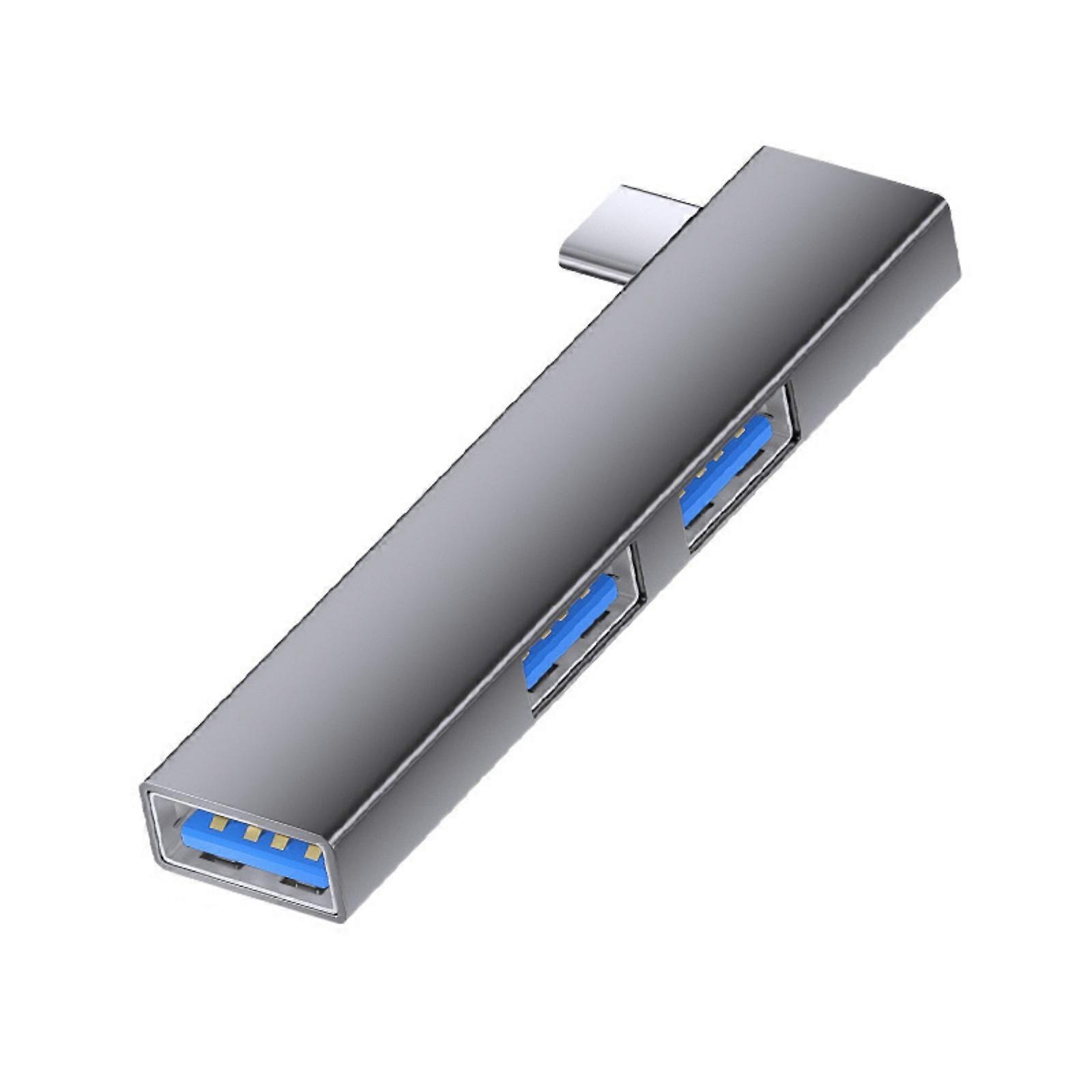 90° Açılı Tasarımlı MultiPorts USB3.0 Hub'lar OTG Desteği Alüminyum USB Splitter Akıllı Telefon Dizüstü Bilgisayar için Gri