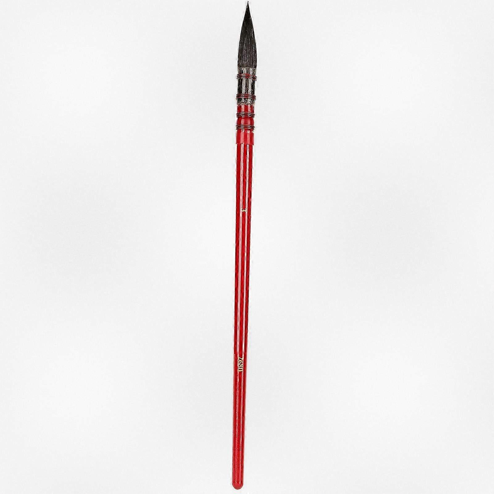 Acrylic Paint Brush with Squirrel Hair Tip and Red Handle, Hand-Tied Iron Circle for Artist Use, Size Red No. 3