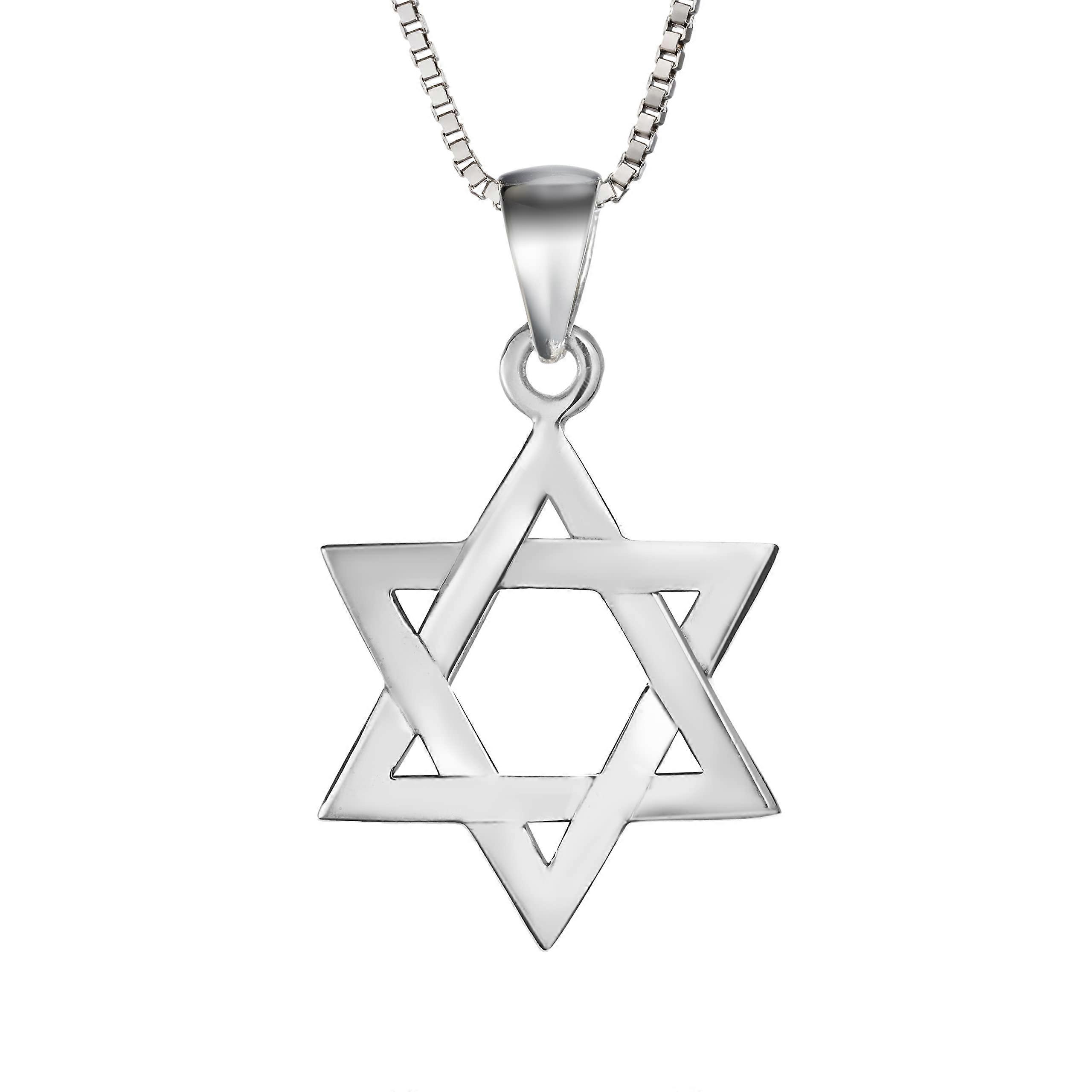 Colar Pingente de Estrela de David em Prata Esterlina com Corrente de Caixa de 18 Polegadas para Homens e Mulheres, Joalheria Religiosa, Ideia de Presente