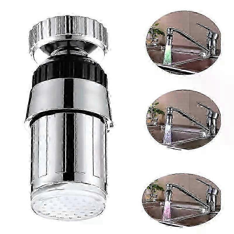 360 Swivel LED Light Faucet Head Aerators Temperature Control Changing RGB Glow Water Tap Nozzle For Kitchen Bathroom