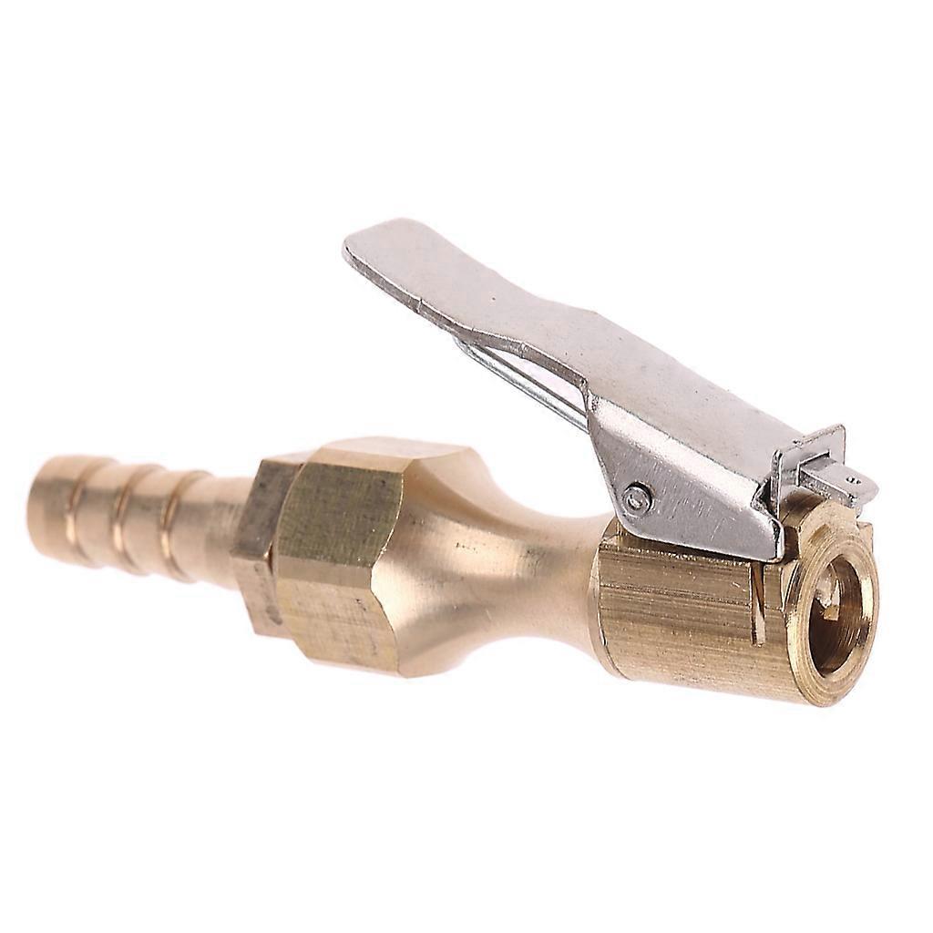 1/4" Brass Tire inflator Locking on Air Chuck Air Compressor Pump Adapter with 8mm Barb Connector Accessory for Auto Car