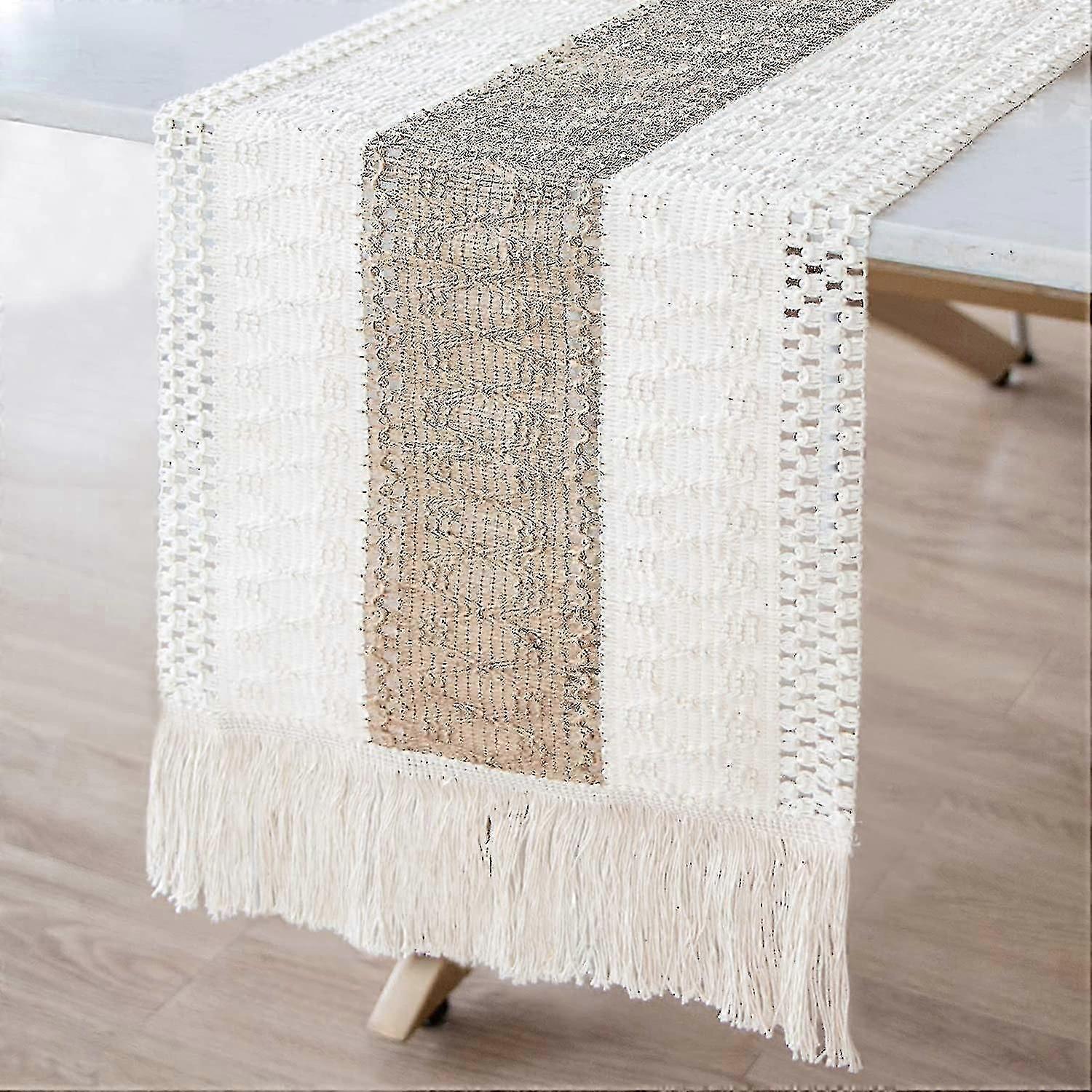 Macrame Table Runners Natural Burlap Table Runner, Splicing Cotton Boh