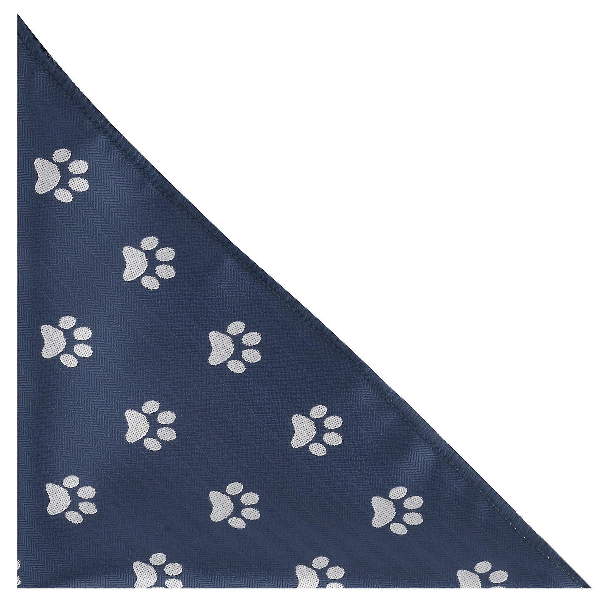 Navy Blue Paw Print Herringbone Pocket Square