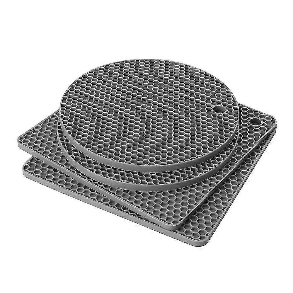 Hitzebeständiges Silikonmatten-Set für Töpfe, Teller & Aufläufe - Grau