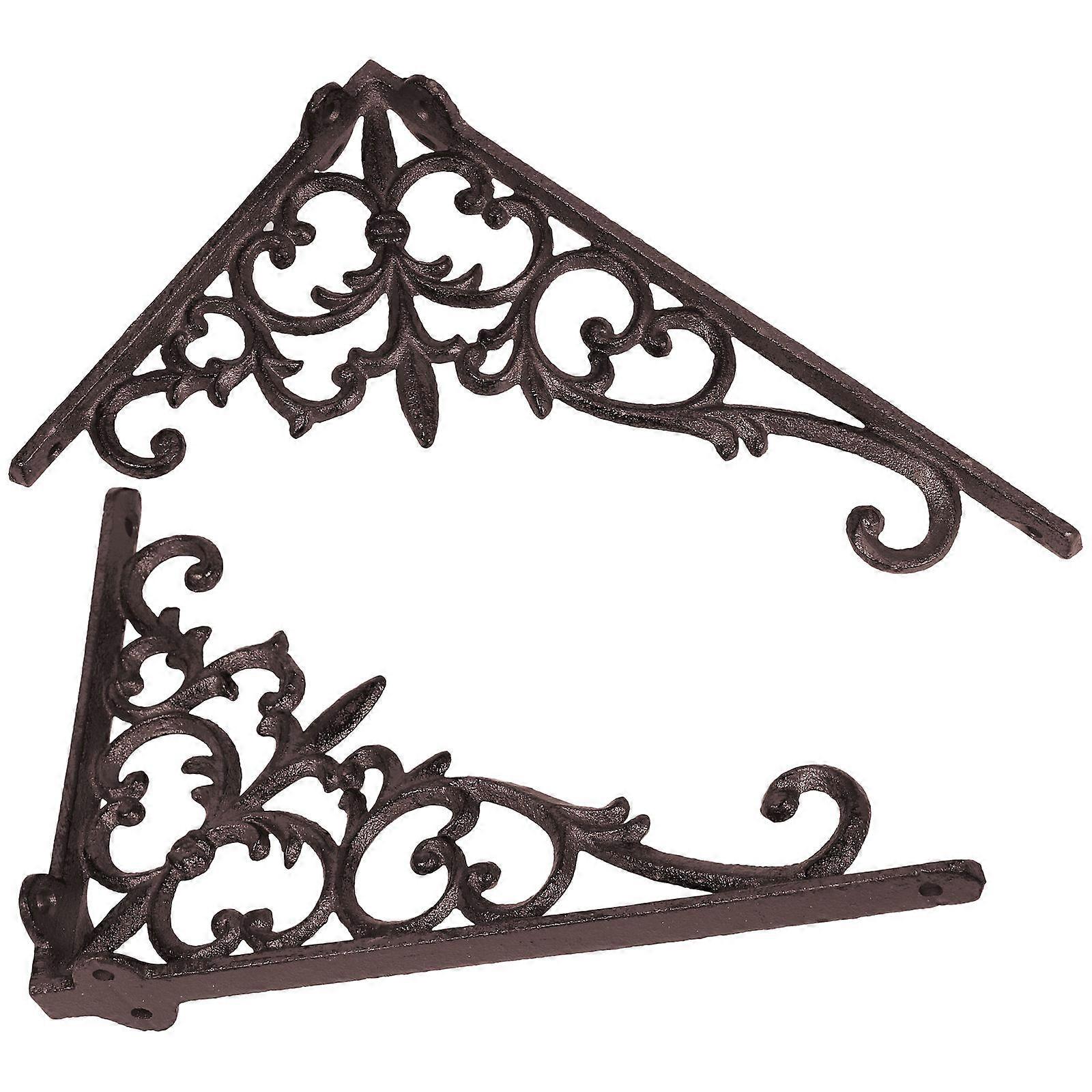 Decorative Shelf Brackets 2Pcs Black Iron Shelf Brackets Easy Install