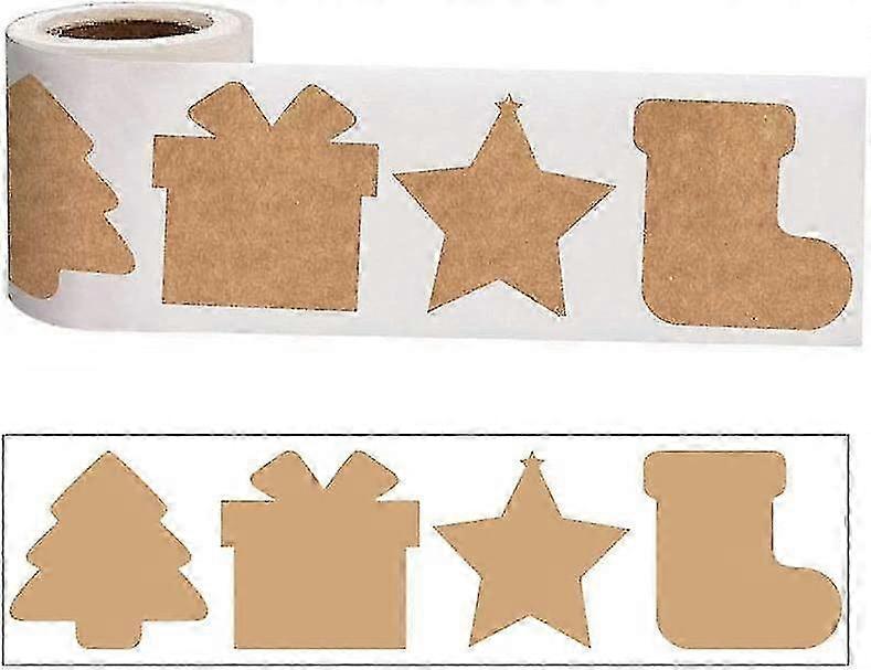 300 pcs Christmas Kraft Paper Labels