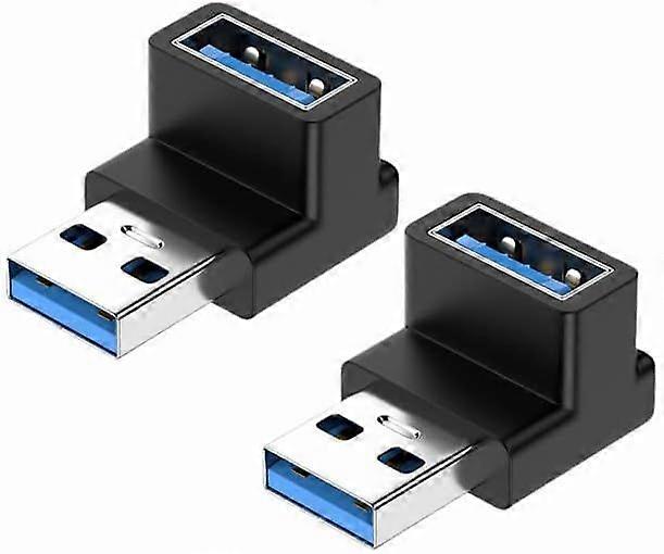 USB3.1 90 Degree Adapter, 2 Pack 3.1 USB Male to Female Right Angle Extension Adapter, Type A to USB-A Coupler Adapters for Hard Drive, keyboard
