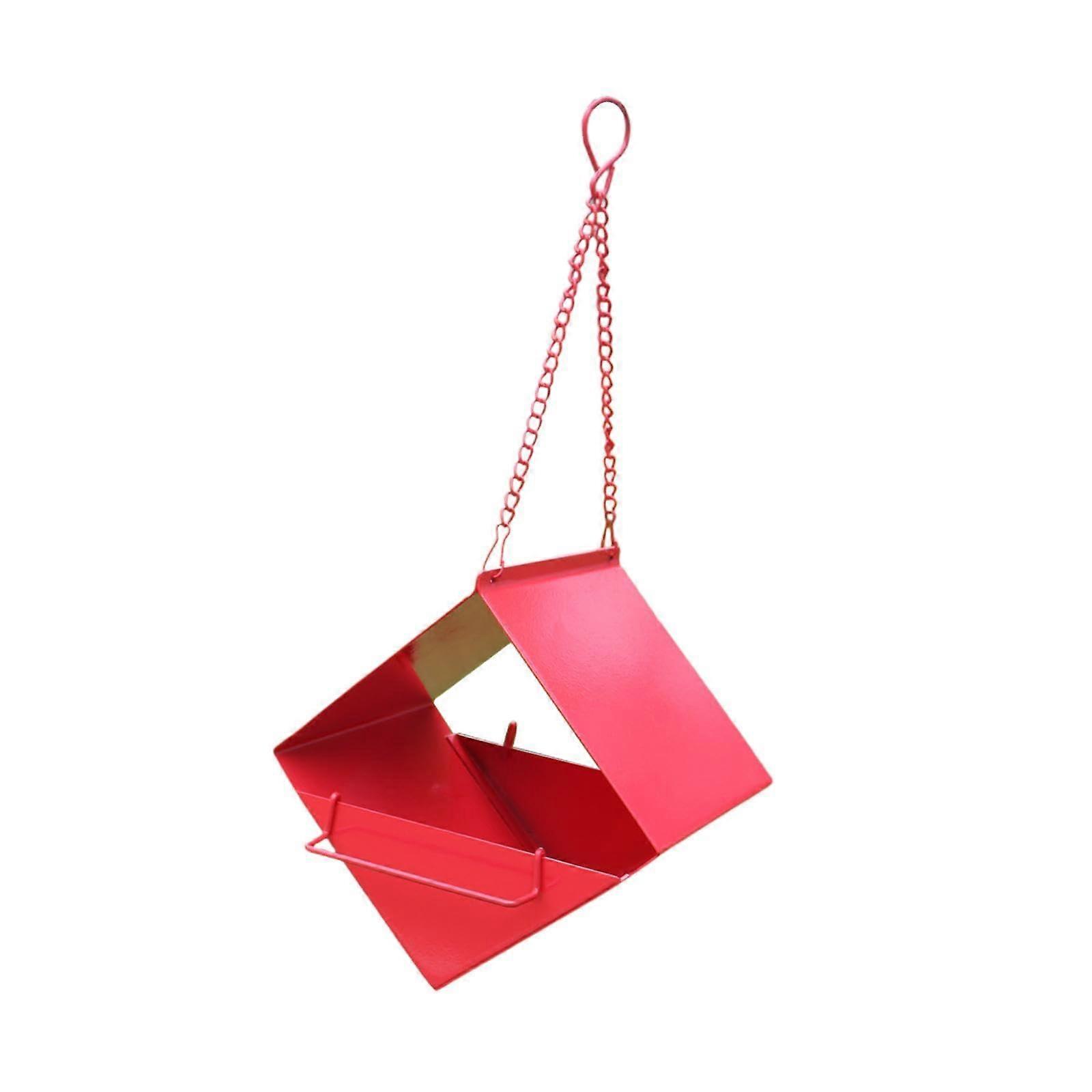 Red Square Hanging Wild Bird Feeder with Iron Chain