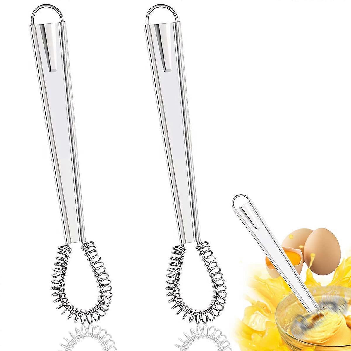 Stainless Steel Whisk Set, 2-Piece Kitchen Spiral Spring Whisk for Mixing and Beating, Comfortable Handle