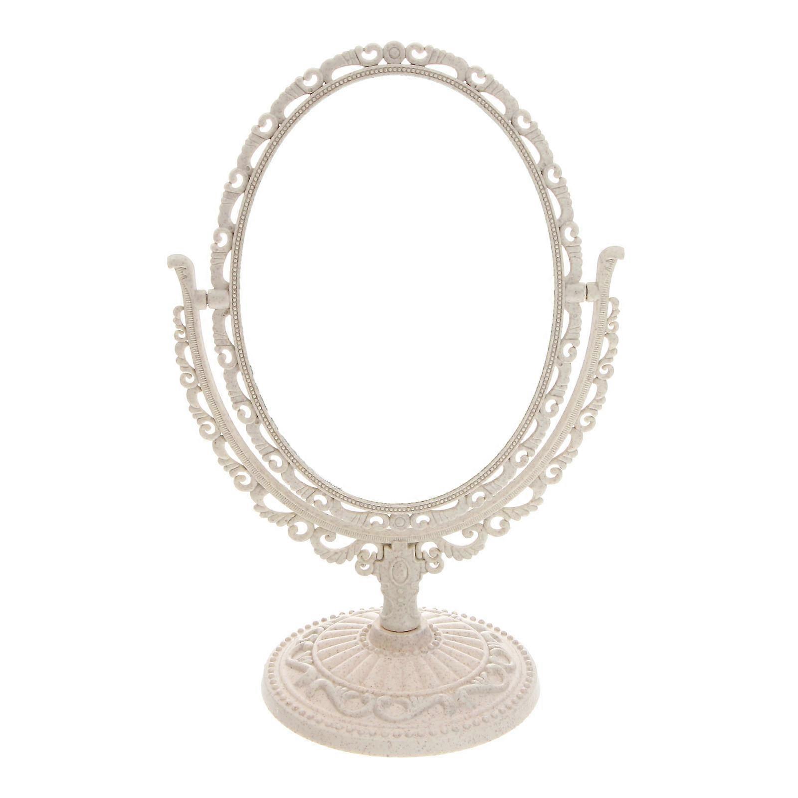 360° Double Sided Oval Vanity Mirror with Magnification, Rotating Detachable Base for Makeup, Shaving, and Dressing