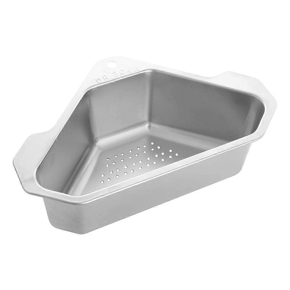 Stainless Steel Triangle Sink Drain Basket Corner Storage Rack Multi Purpose Draining Container Space Saving Design Smooth Edges