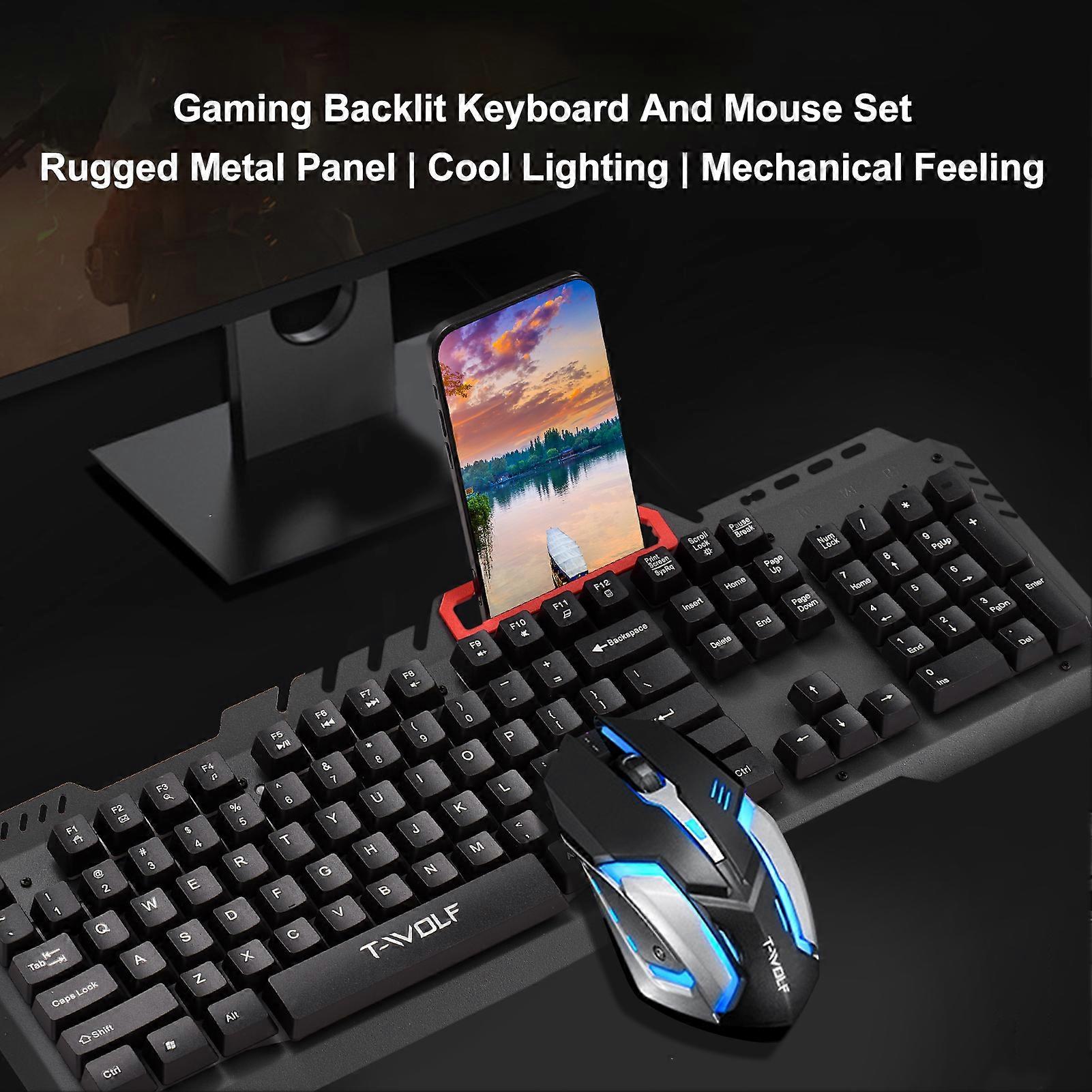 Thunder Wolf TF-600 keyboard and mouse set metal iron plate notebook desktop computer office game keyboard mouse Thunderwolf TF-600 suit
