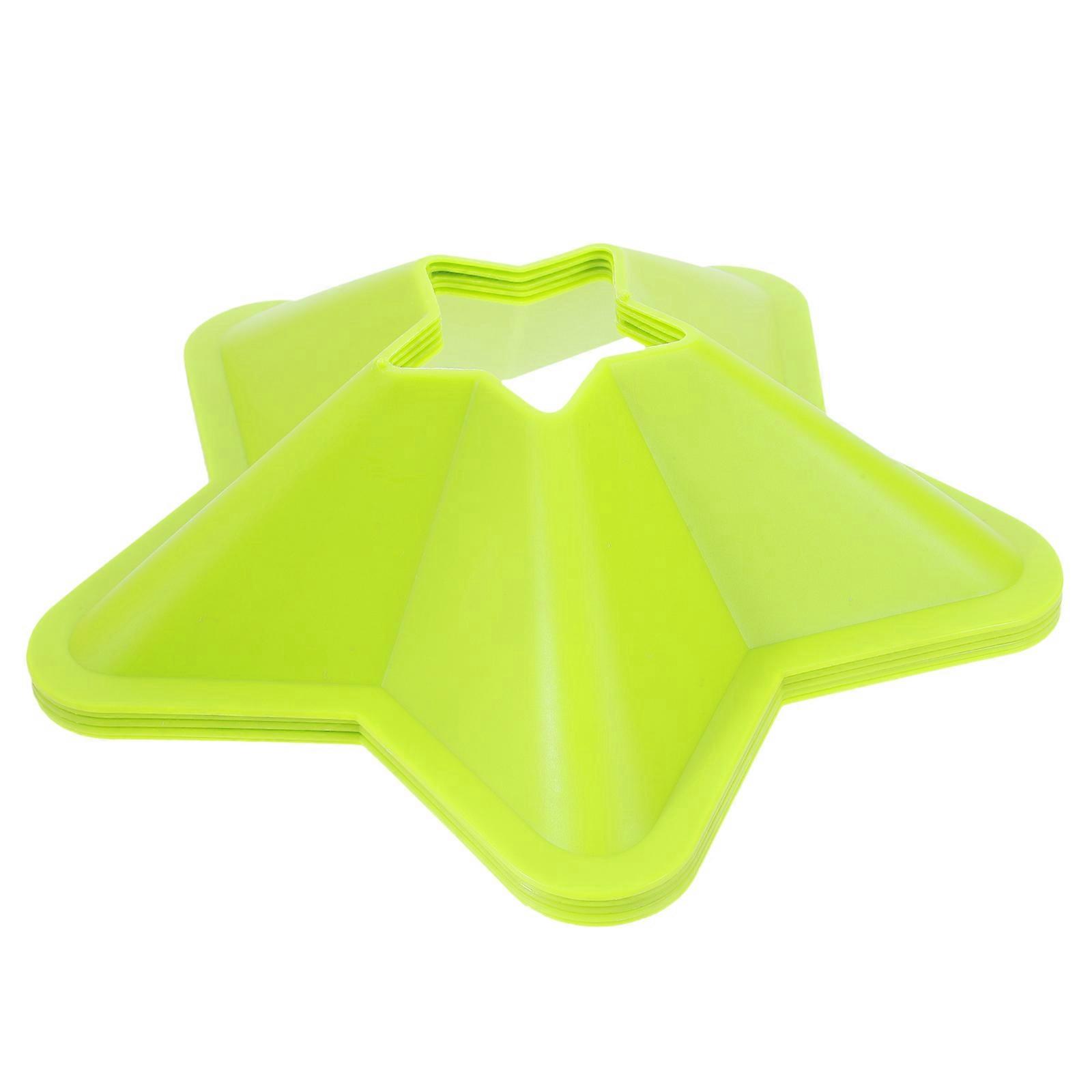 5 Pack Portable Football Training Discs, Bright Green Soccer Cones for Agility and Coordination, Durable PE Material for Sports Training and Exercises
