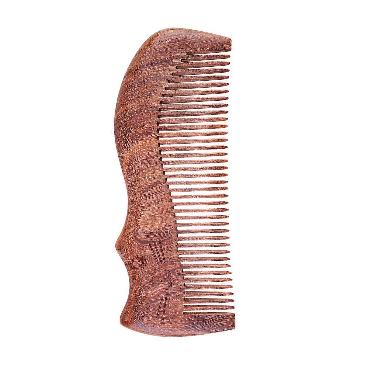 Cat Pattern Wood Hair Comb Reduces Headache Retro Style For Lady 1Pc