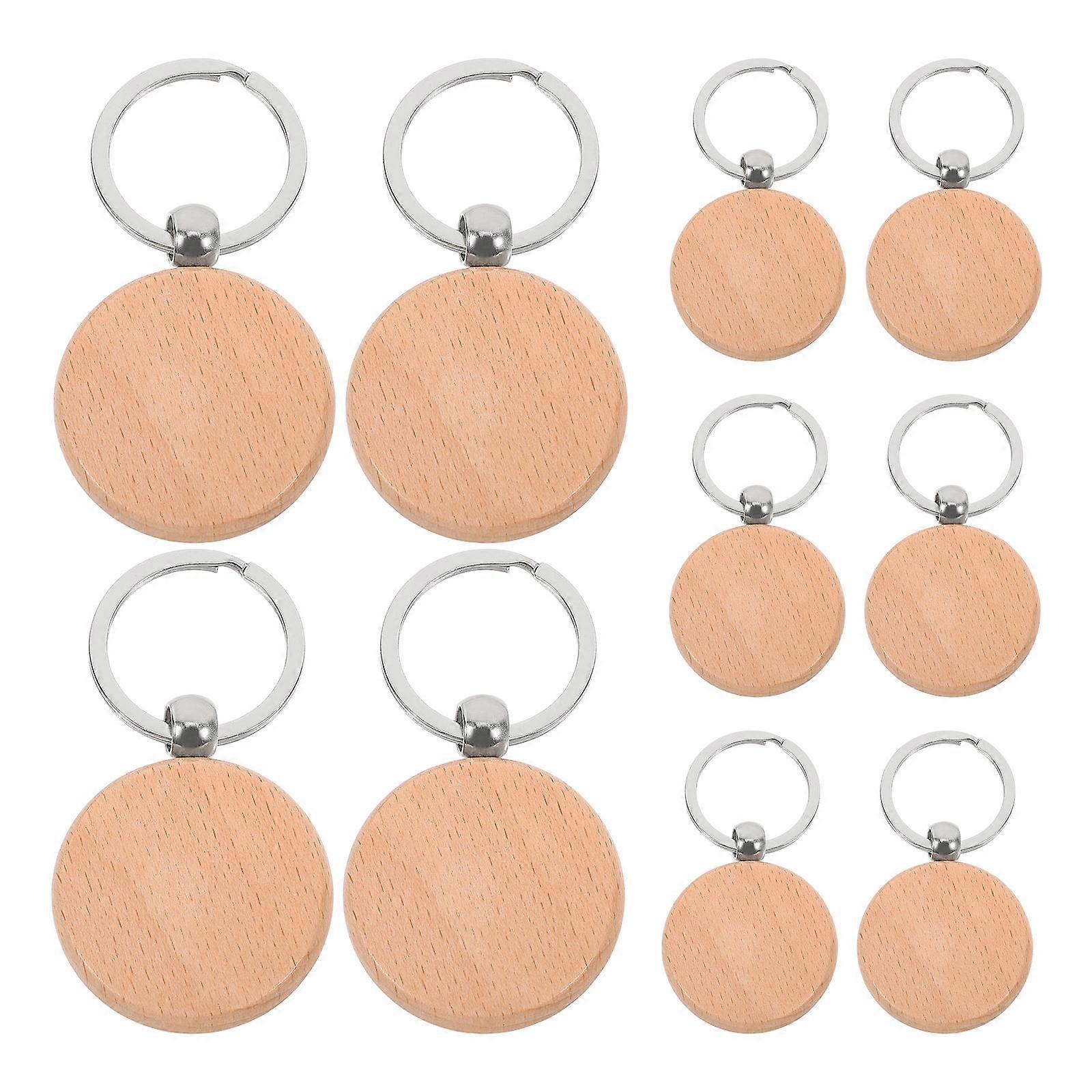 Unfinished Wood Keychains Simple Rustic Style Prevent Losing Keys Men Women Accessory 10Pcs