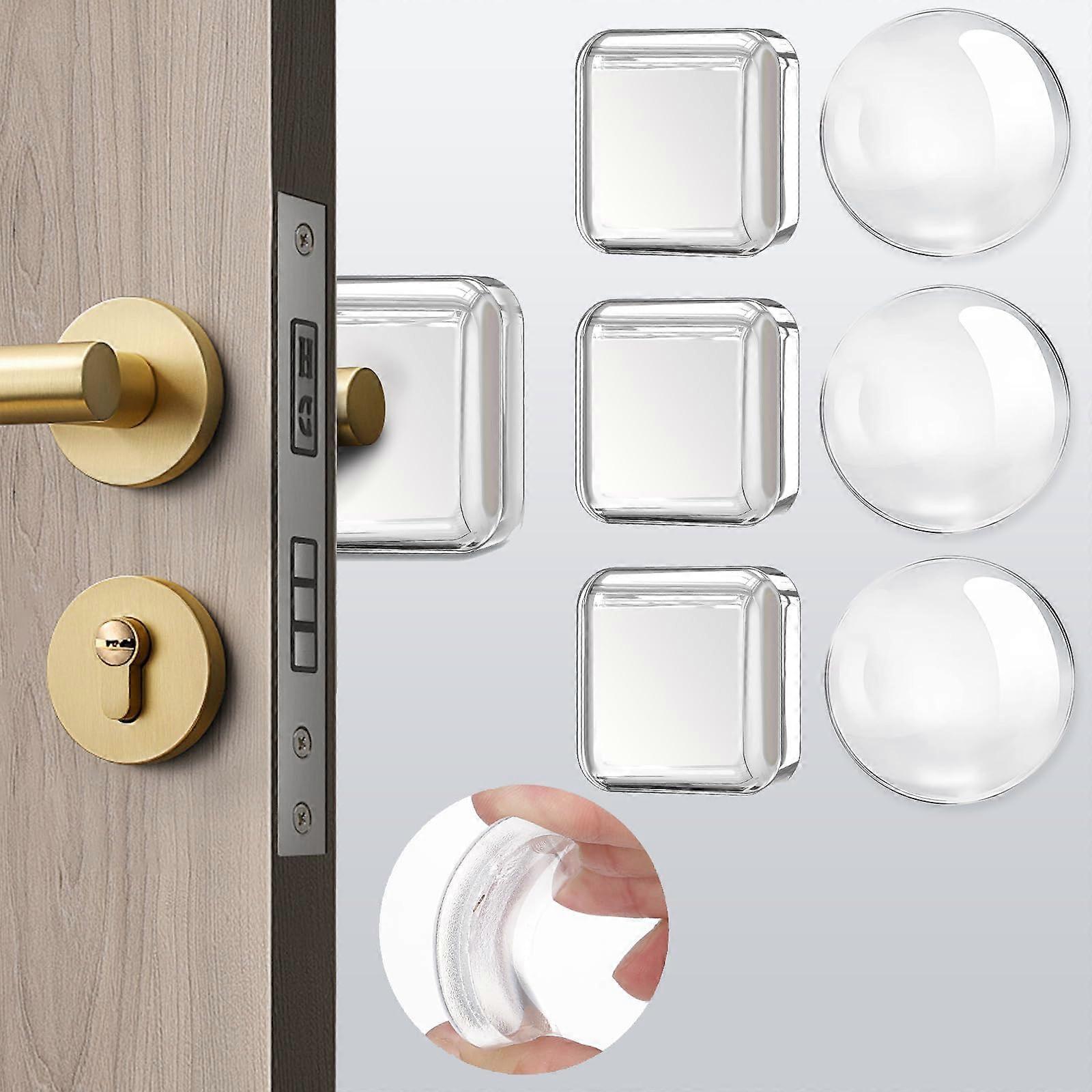 Pack Of 6 Rubber Buffers - Self-Adhesive Door Stop, Transparent Wall Buffer, Extended Reinforced Reusable Door Bumper