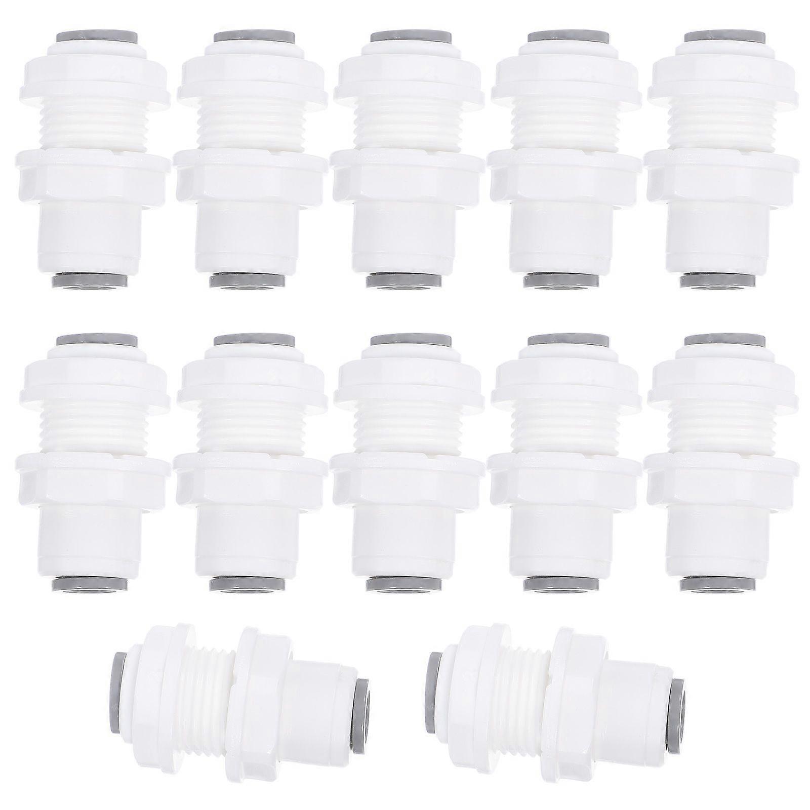 12pcs Quick Connect Fittings 1/4 Inch Water Pipe Bulkhead Connector for Reverse Osmosis Systems