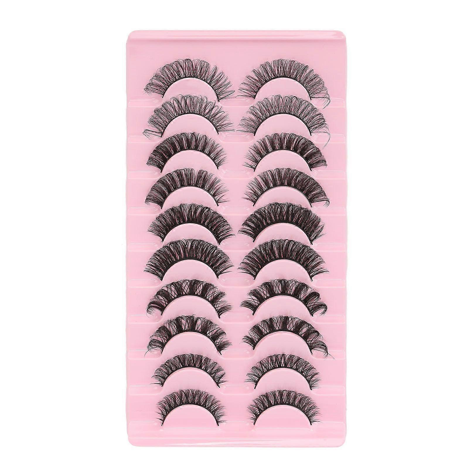 2025 Latest Model 10pcs False Eyelashes Set Handmade DD Curl Thickness Multila...