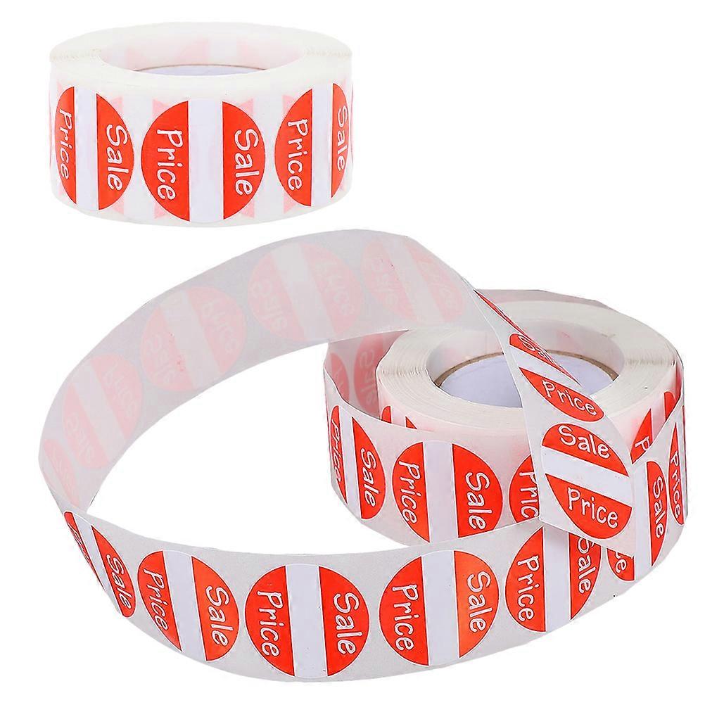 Red Round Label Stickers, 2 Rolls, Coated Adhesive, Multipurpose Price Tags for Retail, Envelope Seals, Easy to Apply Name and Pricing Labels