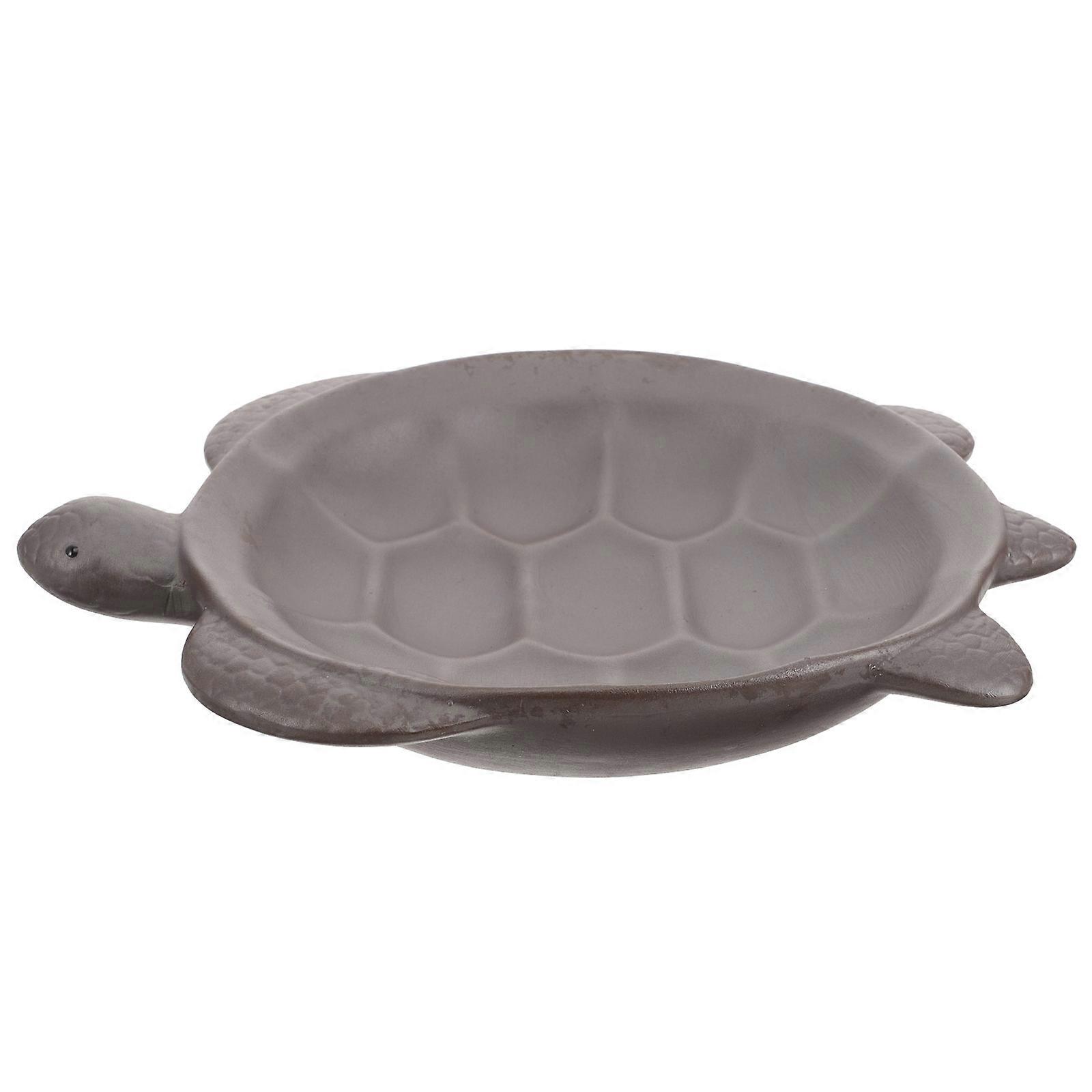 Plant Saucers Turtle Shape Use Water Collection Ceramic Dark Grey 1Pack