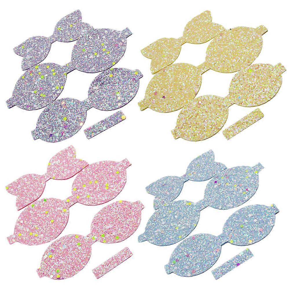 Shiny Fabric Sheet Bow Making Kit for Little Girls Everyday Wear 14x4.5cm Decorative Item 4Pcs