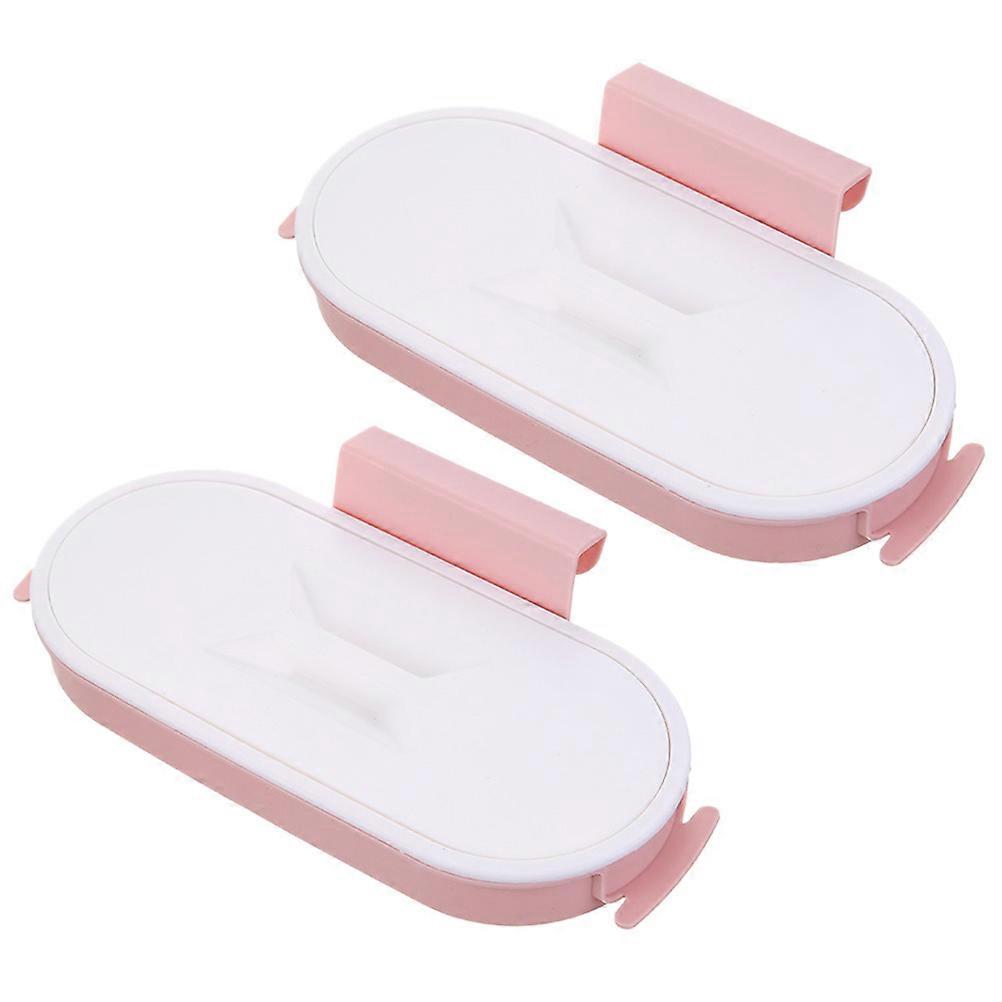 Garbage Bag Holders Hanging Kitchen Trash Bin Racks Pink Rectangular 2Pcs