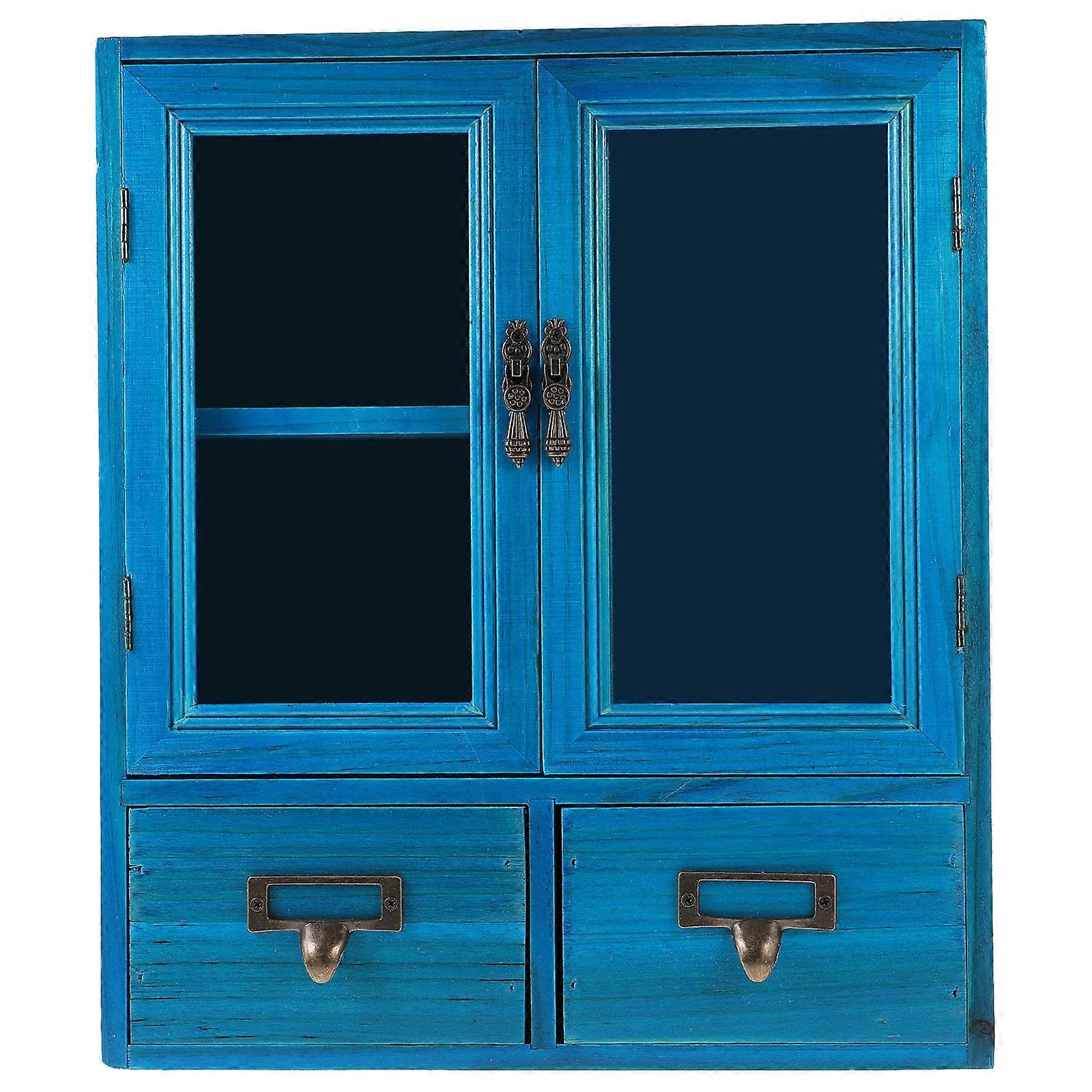 Vintage Style Two Door Wall Cabinet for Secure Small Item Storage – Rustic Wooden Storage Organizer with Smooth Finish, Ideal for Kitchen and Bedroom