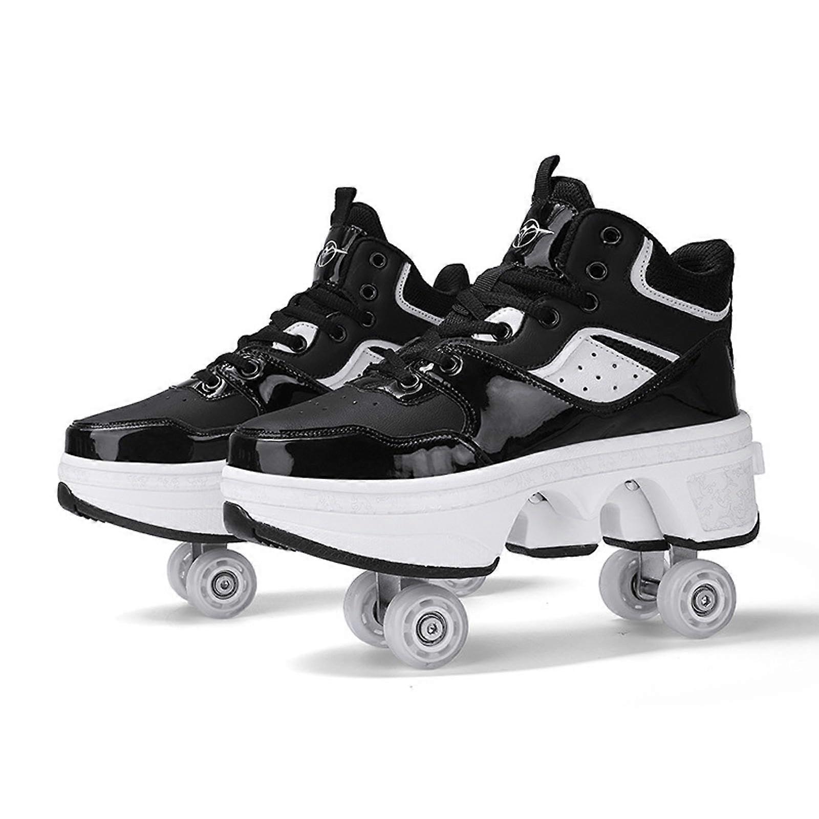 Quad Rollschuhe für Erwachsene Unisex Schuhe für Erwachsene Parkour Schuhe Inline Rollschuhe mit Rollen 38