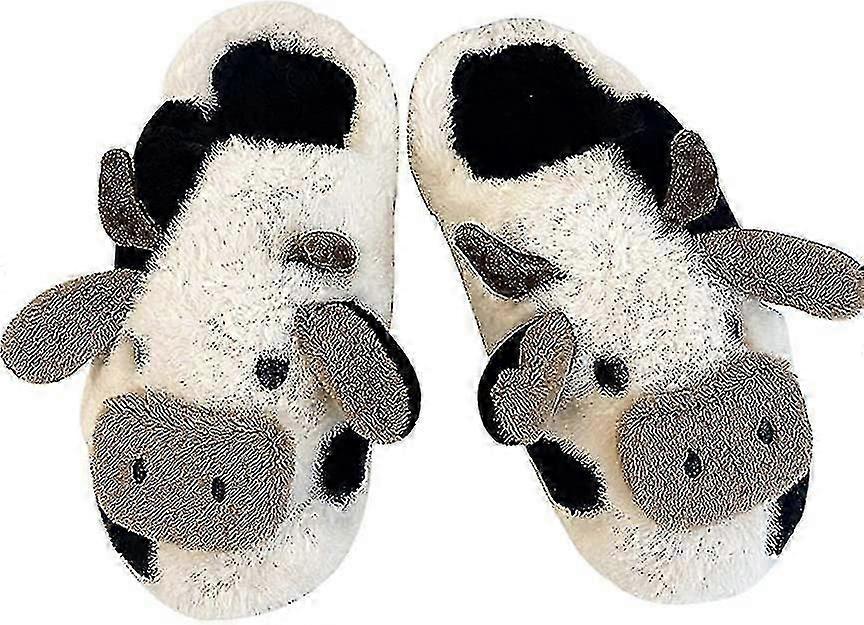 Kvinder hjemmesko, søde tegneserie dyr vinter varm slide-on soft cow hjemmesko