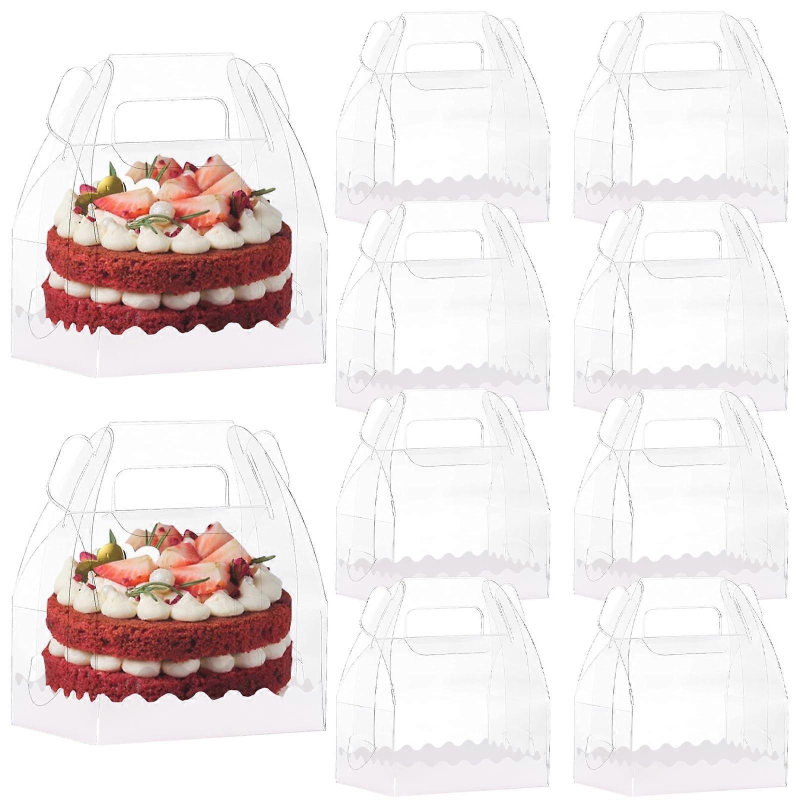Set of 10 Transparent Gift Boxes with Lid, Clear Plastic Cake and Candy Boxes for Crafts, 15x15x12 cm
