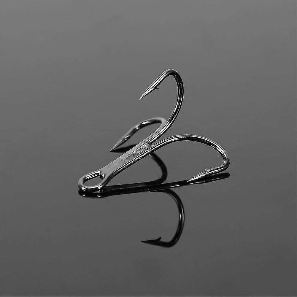50pcs Sharpened Black Treble Fishing Hooks 5 Sizes 2/4/6/8/10