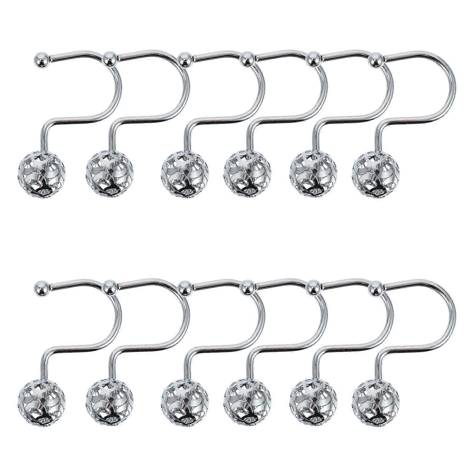 12 Pcs Sturdy Shower Curtain Hooks Curtain Fixing Accessories Iron Plating Hooks