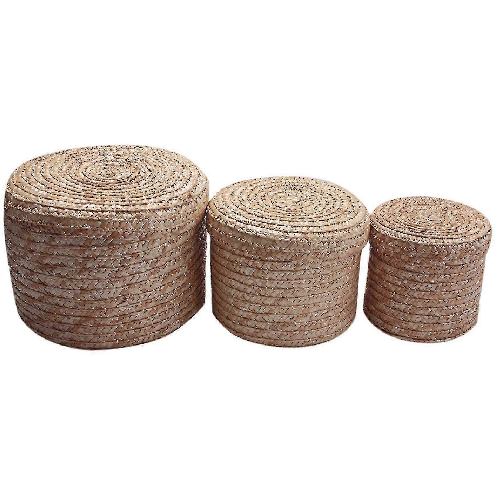 3 Pcs/set Handmade Straw Woven Storage Basket