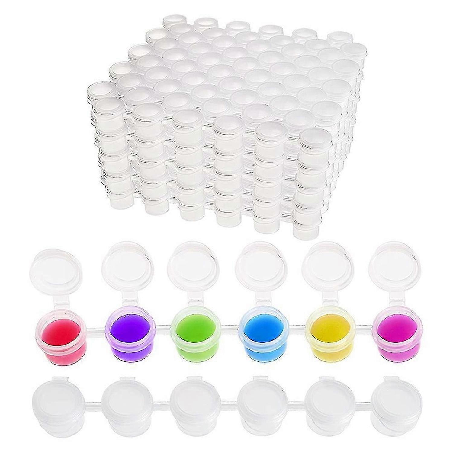 50 Strips Paint Pots Strips,300 Pots 2Ml/0.07 Oz Empty Paint Cup Pots with Lids, for Classrooms Pain