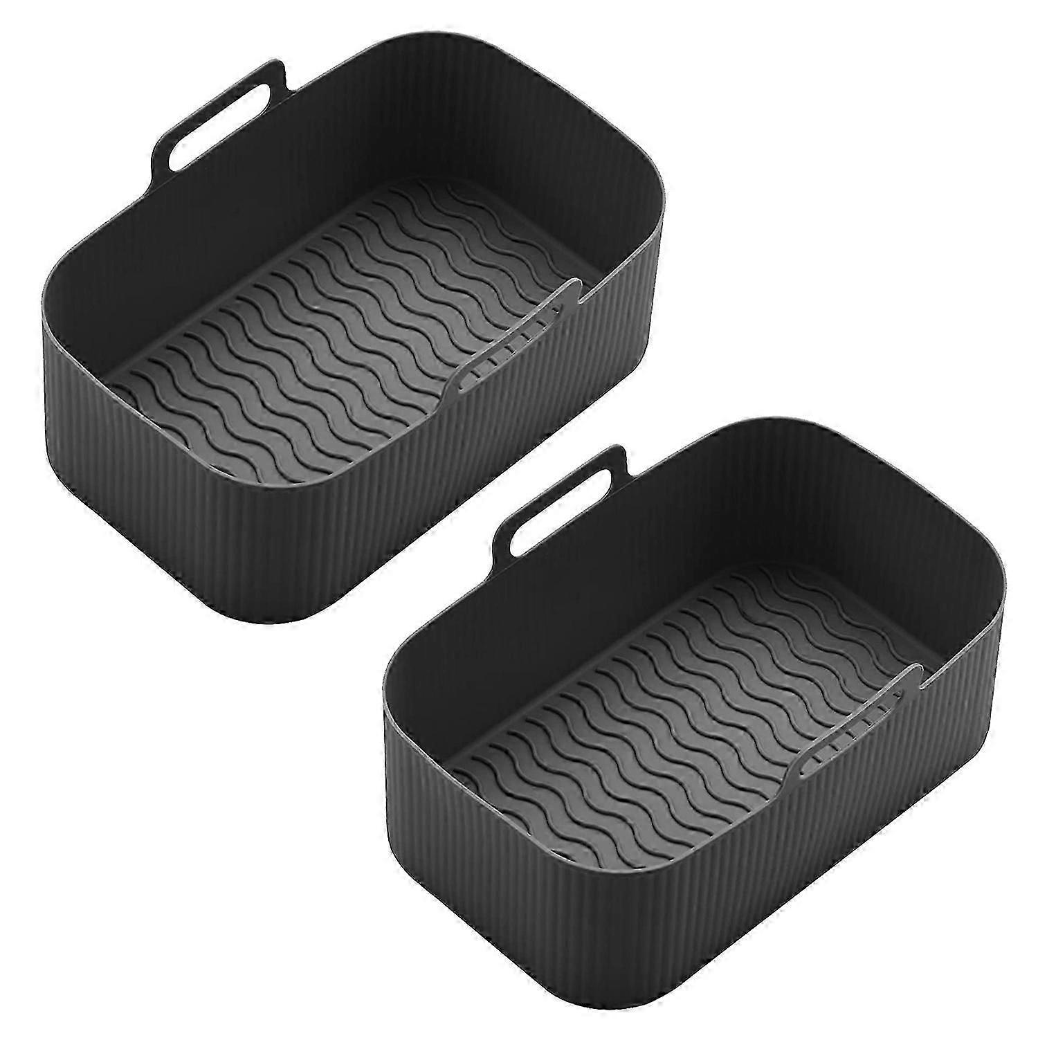 2 pezzi Pentola in silicone per friggitrice Riutilizzabile Fodera per friggitrice in silicone Cestello pieghevole Rack per friggitrice con maniglie B
