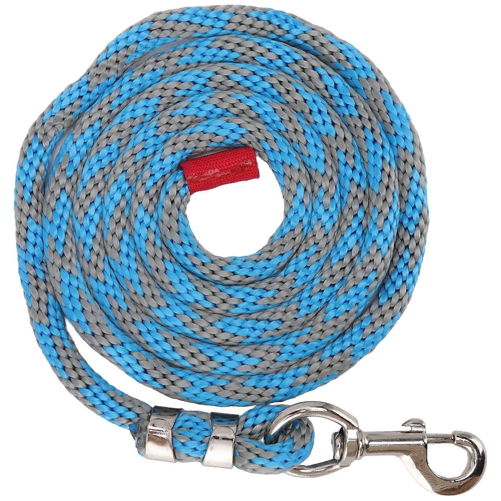 Nylon Horse Rope Multipurpose Thickened Livestock Lead Rope with Alloy Hook for Horse Livestock Pet 8.2ft Blue Grey